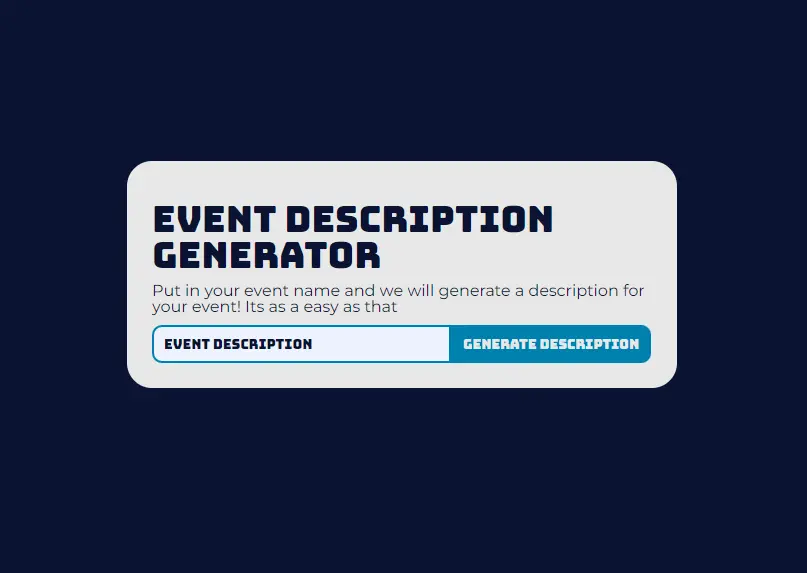 screenshot of a event desrciption generator